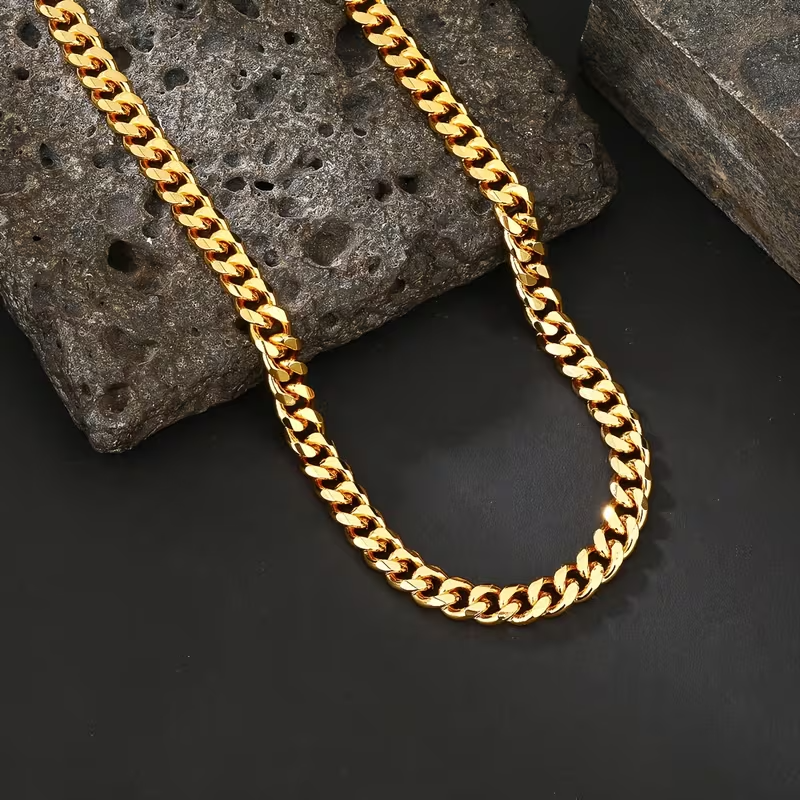 Gold Cuban Link Chain Necklace 12mm 30 Inch – 18K Gold Plated