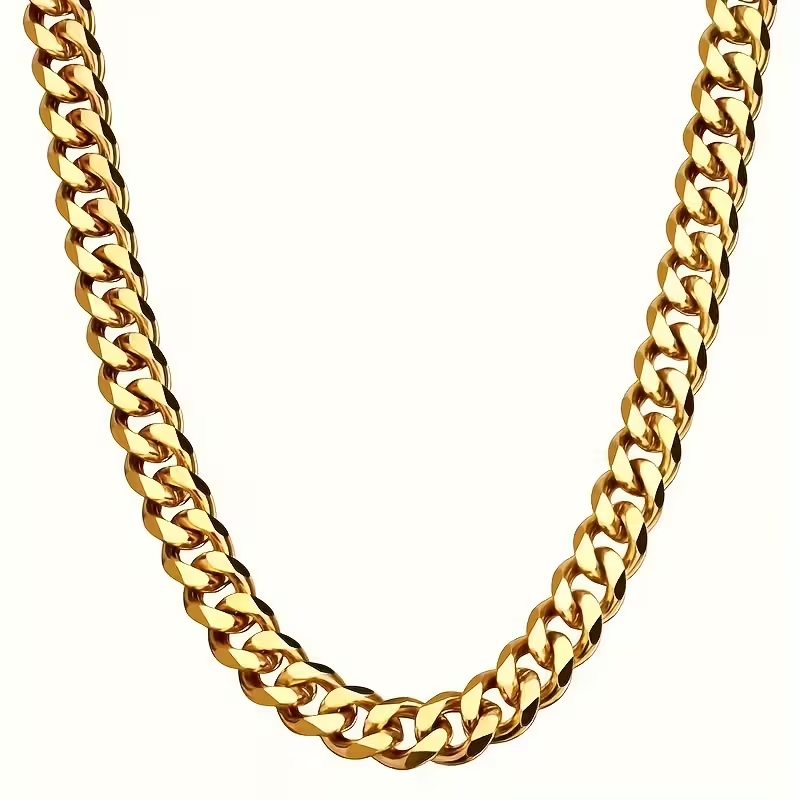 Gold Cuban Link Chain Necklace 12mm 30 Inch – 18K Gold Plated