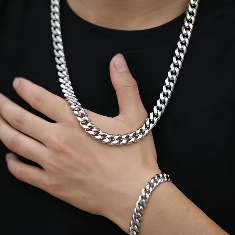Cuban Link Chain Necklace – 925 Silver Plated, Multiple Sizes