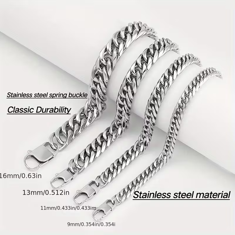 Cuban Link Chain Necklace – 925 Silver Plated, Multiple Sizes