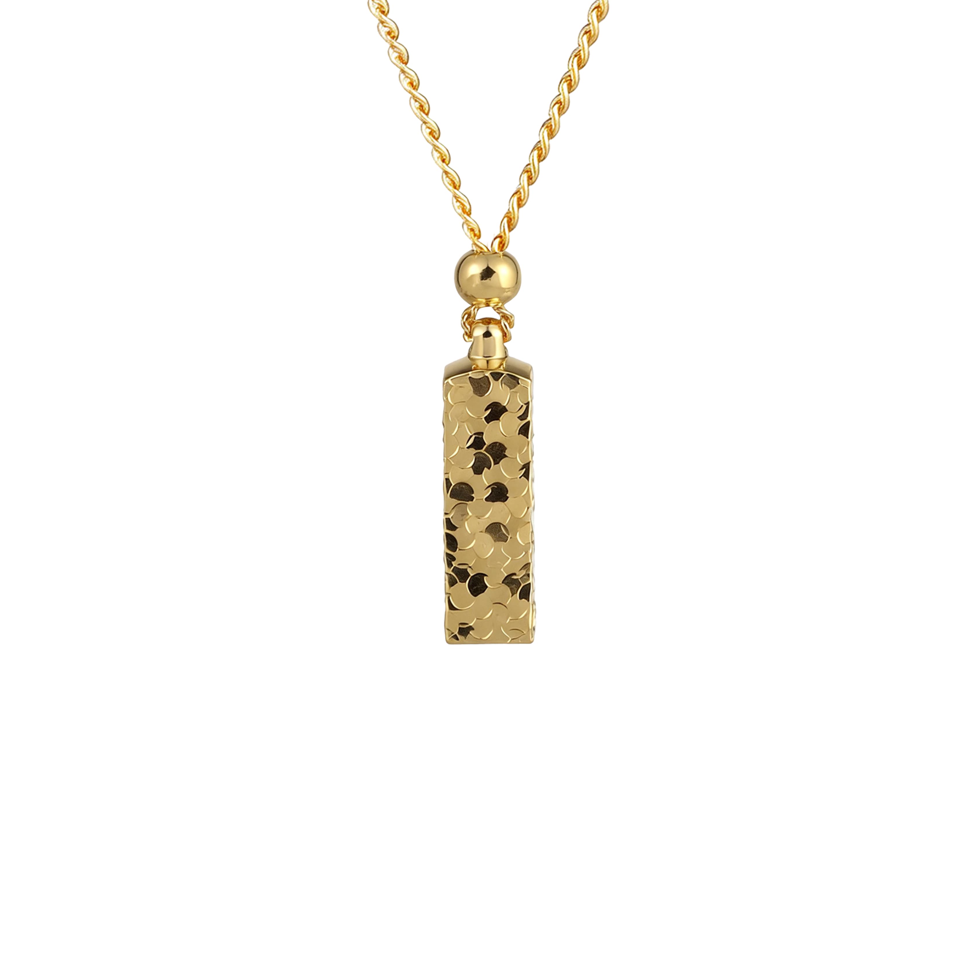 24K Gold Vermeil Hammered Bar Pendant Necklace in S925 Silver