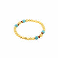 [Brand] 24K Gold Vermeil Turquoise Bracelet, detailed perspective view, S925 silver.
