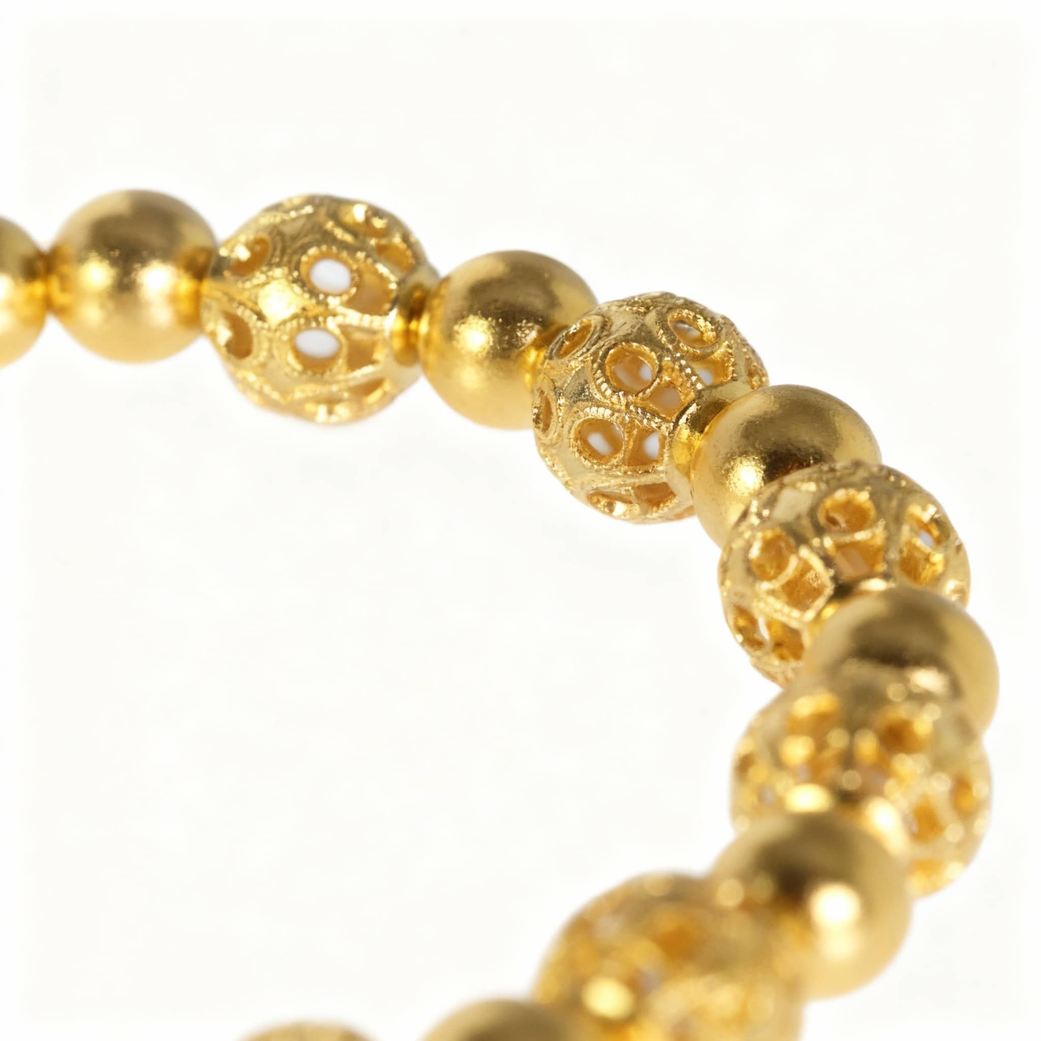 Ancient Filigree Orbit Bead Bracelet - 21K Gold Plated S925 Heritage Jewelry