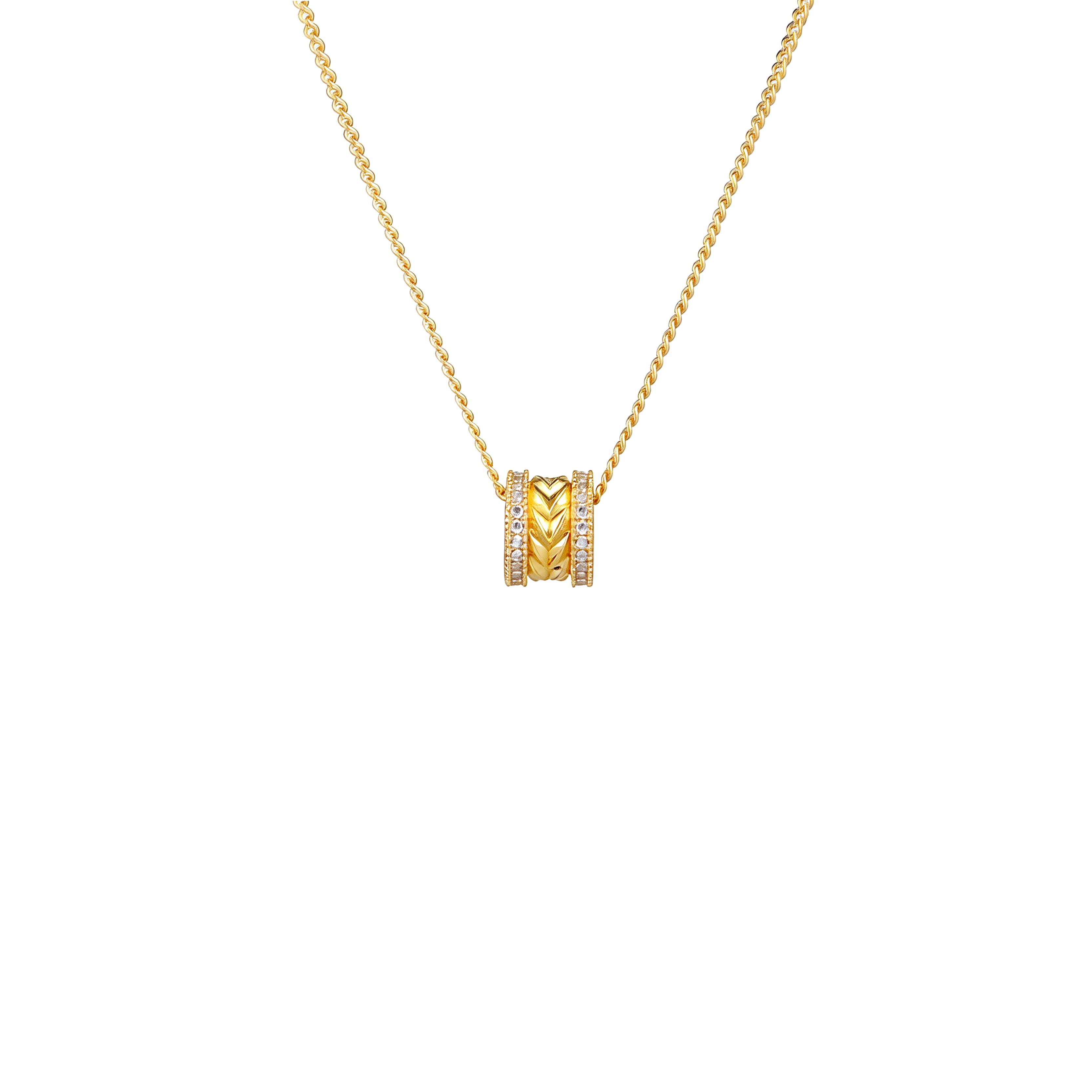 24K Pure Gold Vermeil Barrel Bead Necklace in S925 Sterling Silver