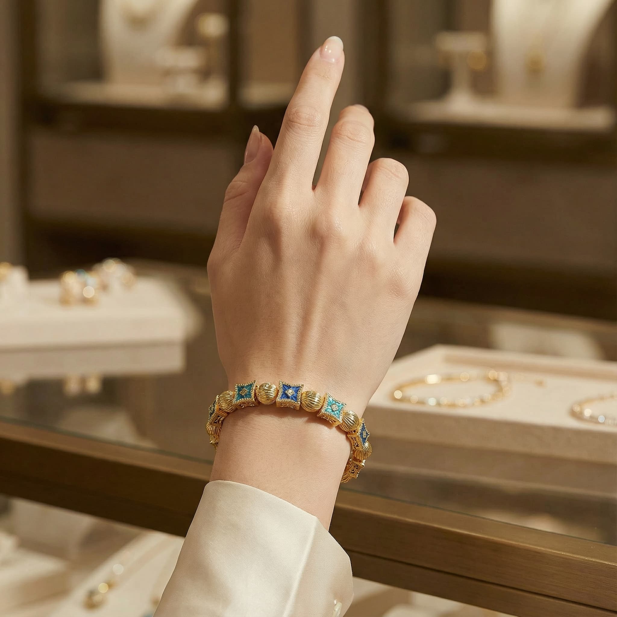 24K Gold Enamel Butterfly Bracelet | Vintage Filigree Jewelry