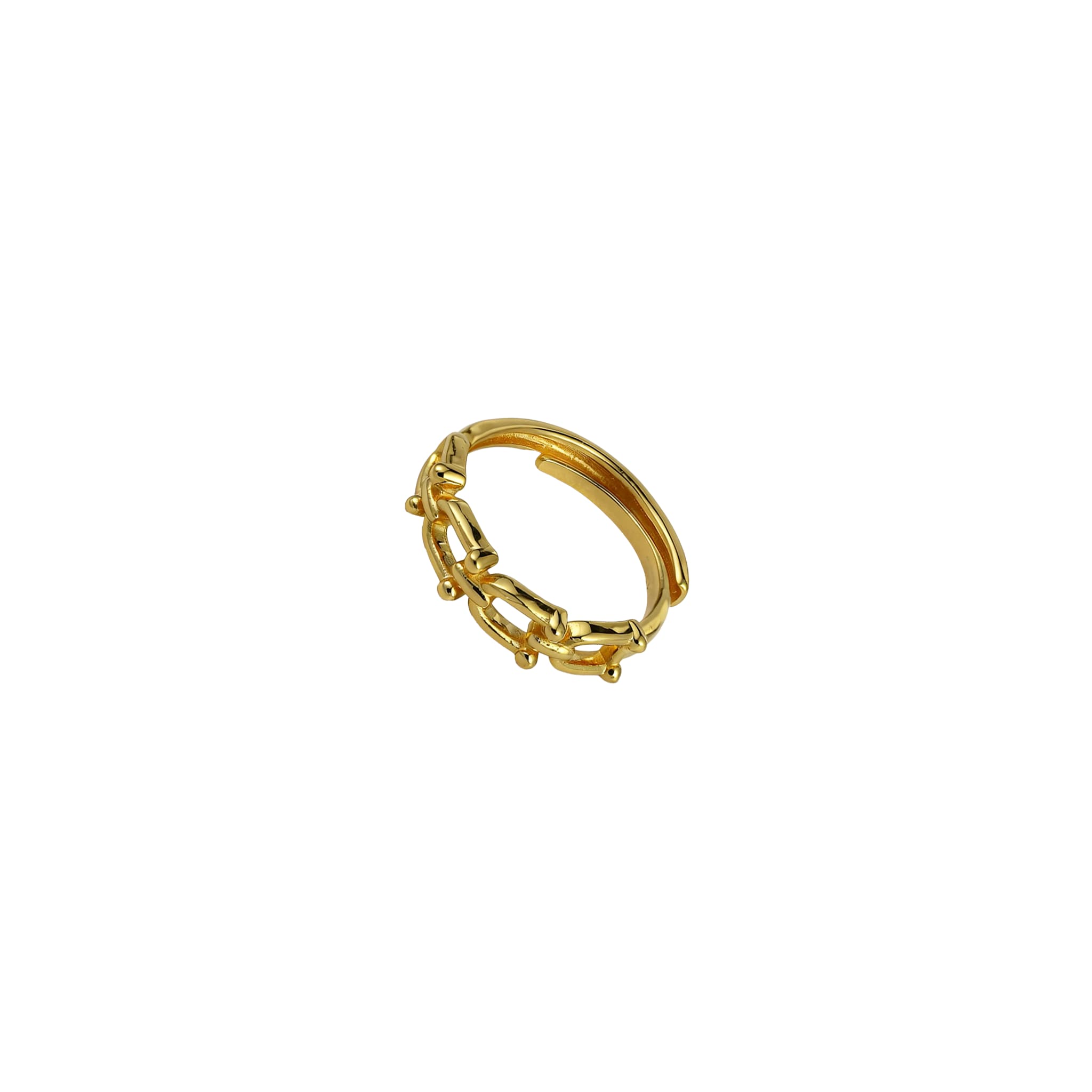 24K Gold Vermeil Horseshoe Link Ring in S925 Sterling Silver