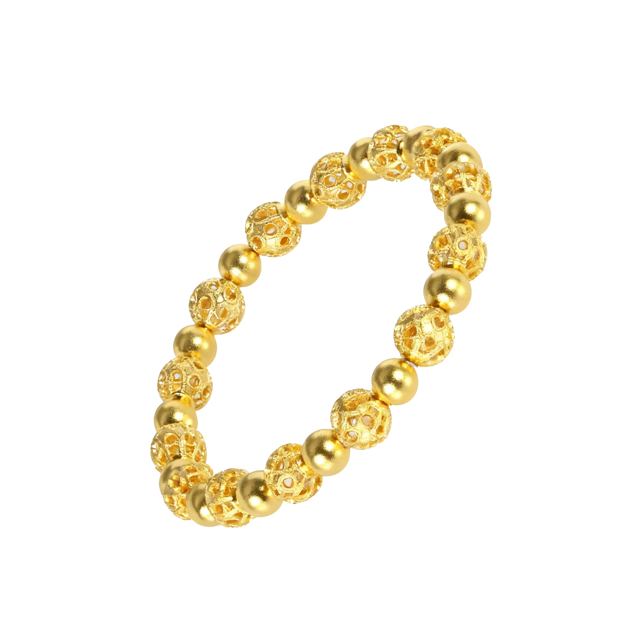 Ancient Filigree Orbit Bead Bracelet - 21K Gold Plated S925 Heritage Jewelry