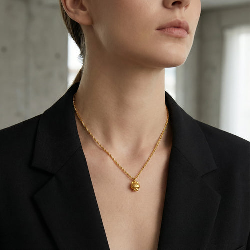 24K Gold Cat Necklace – Lucky Cat Pendant with Silver Chain