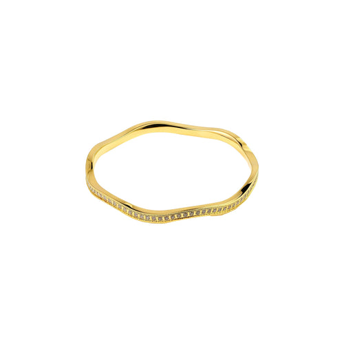 Jinori Ocean Wave Bangle 21K Gold Pavé Bracelet front view
