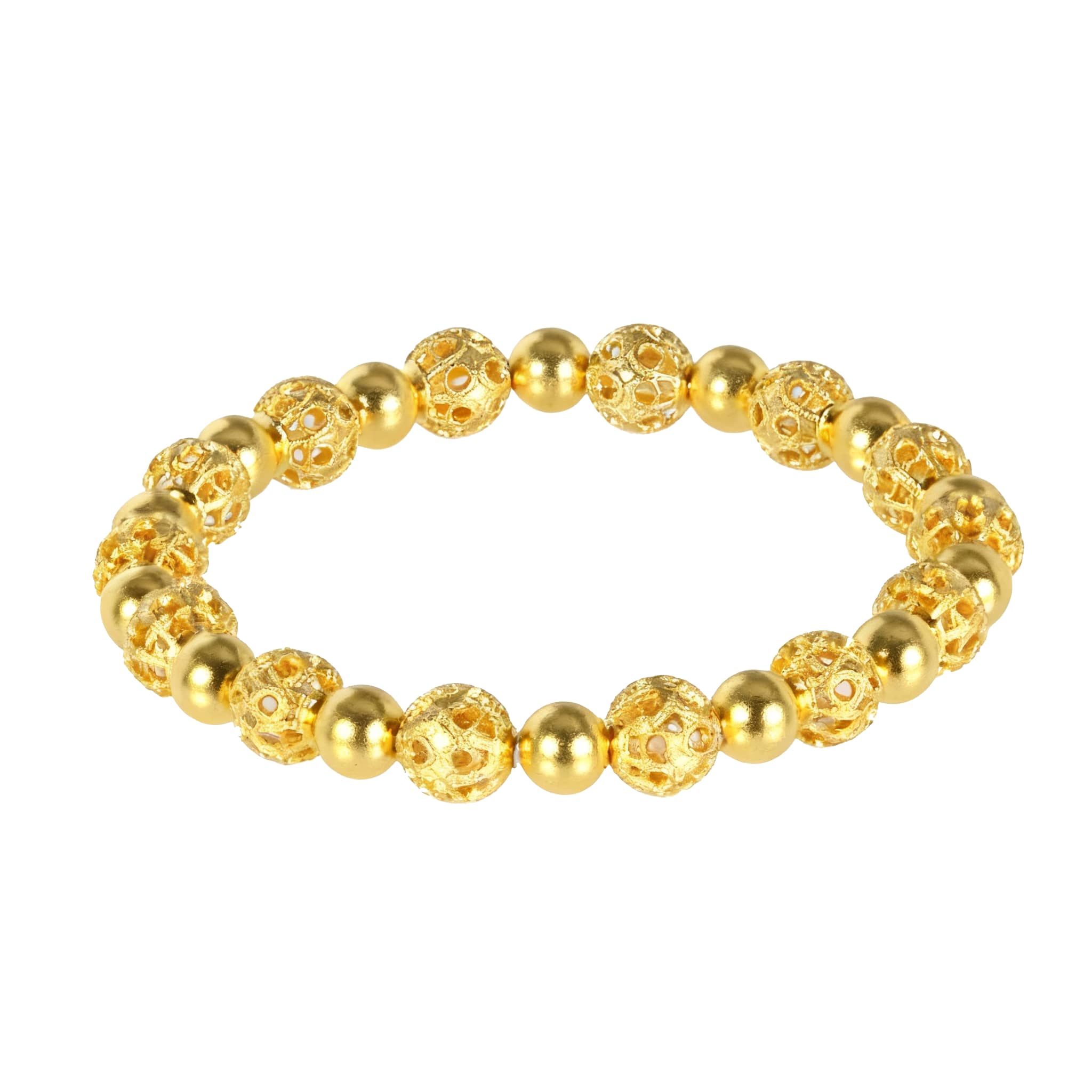 Ancient Filigree Orbit Bead Bracelet - 21K Gold Plated S925 Heritage Jewelry