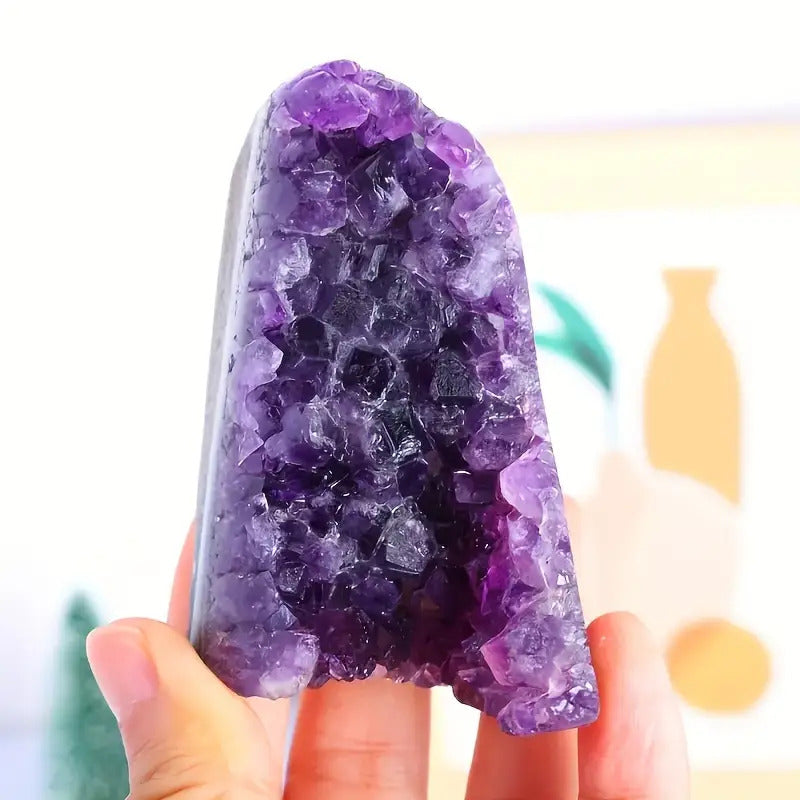 1pc Natural Amethyst Geode Cluster, Crystal Home Decor, Holiday Gifts - Christmas, Halloween, Easter, Hanukkah, Thanksgiving