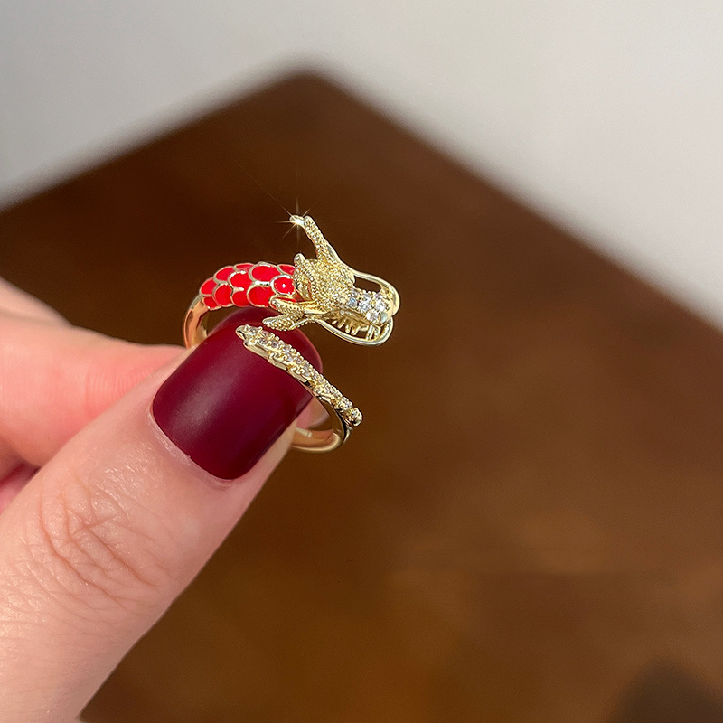 Gold Dragon Ring - Lucky Feng Shui Adjustable Jewelry