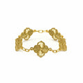 Regal Blossom Clover Bracelet - 24K Gold Plated S925 Vintage Floral Jewelry