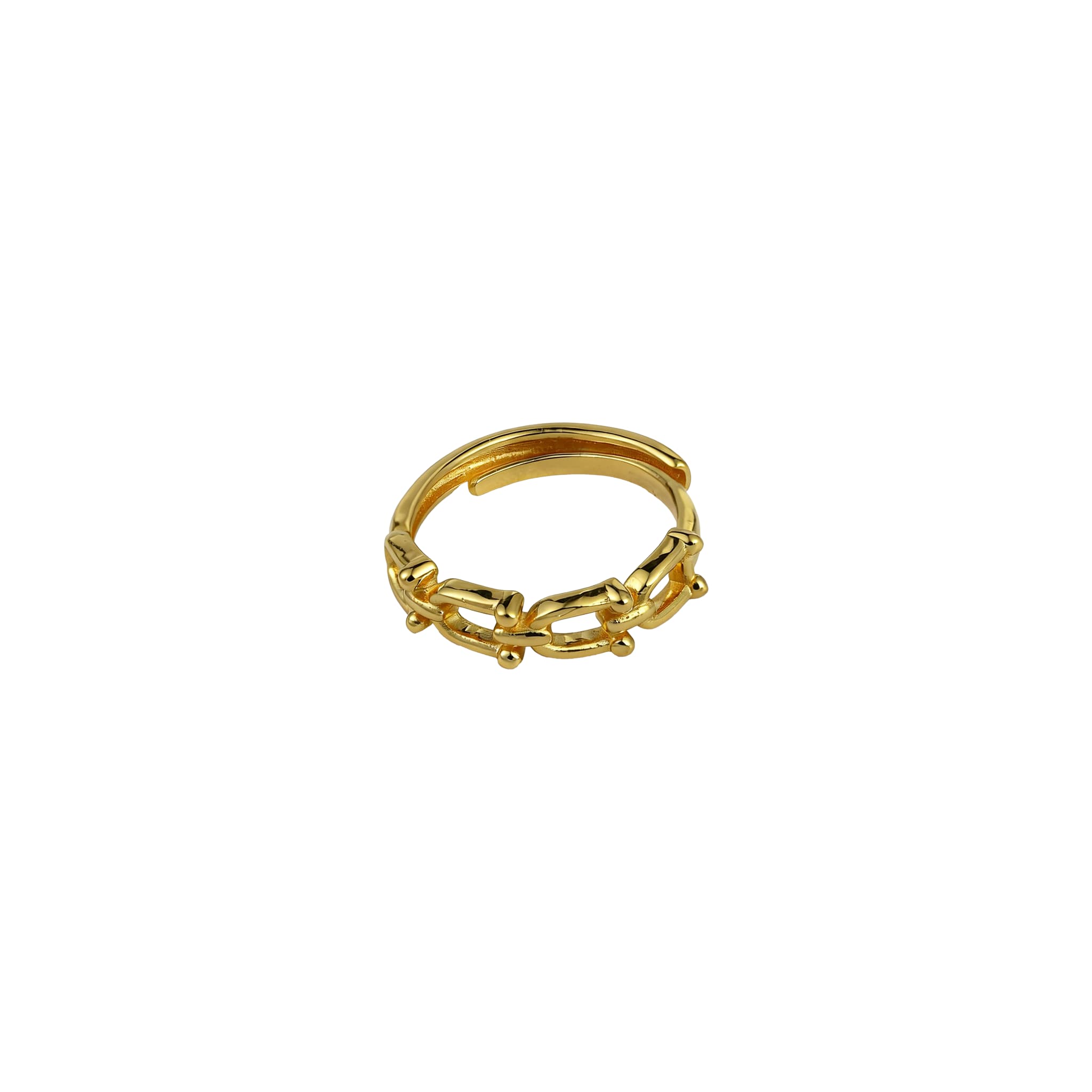 24K Gold Vermeil Horseshoe Link Ring in S925 Sterling Silver