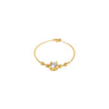 24K Pure Gold Vermeil Heart Link Solitaire Bracelet in S925 Silver