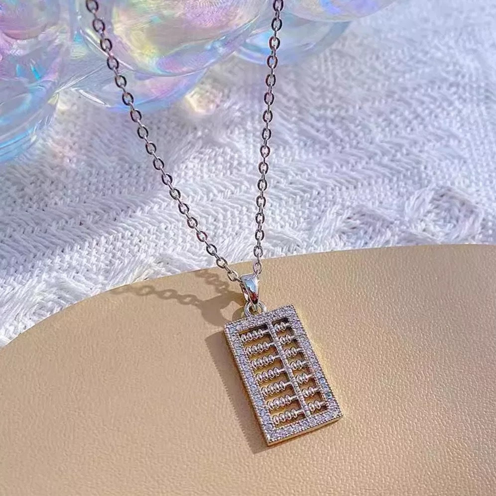 Gold Abacus Pendant Necklace - Wealth & Luck Chinese Jewelry Charm