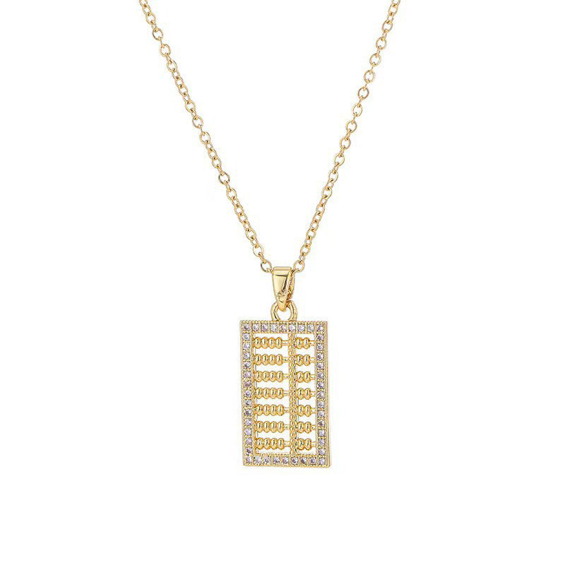 Gold Abacus Pendant Necklace - Wealth & Luck Chinese Jewelry Charm
