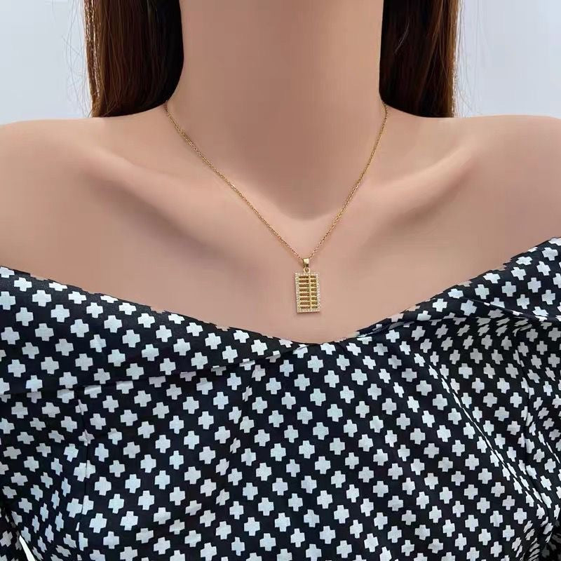 Gold Abacus Pendant Necklace - Wealth & Luck Chinese Jewelry Charm