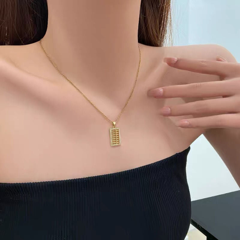 Gold Abacus Pendant Necklace - Wealth & Luck Chinese Jewelry Charm