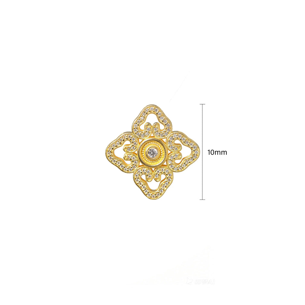 Regal Clover Diamond Pendant - 21K Gold Plated S925 Lucky Talisman