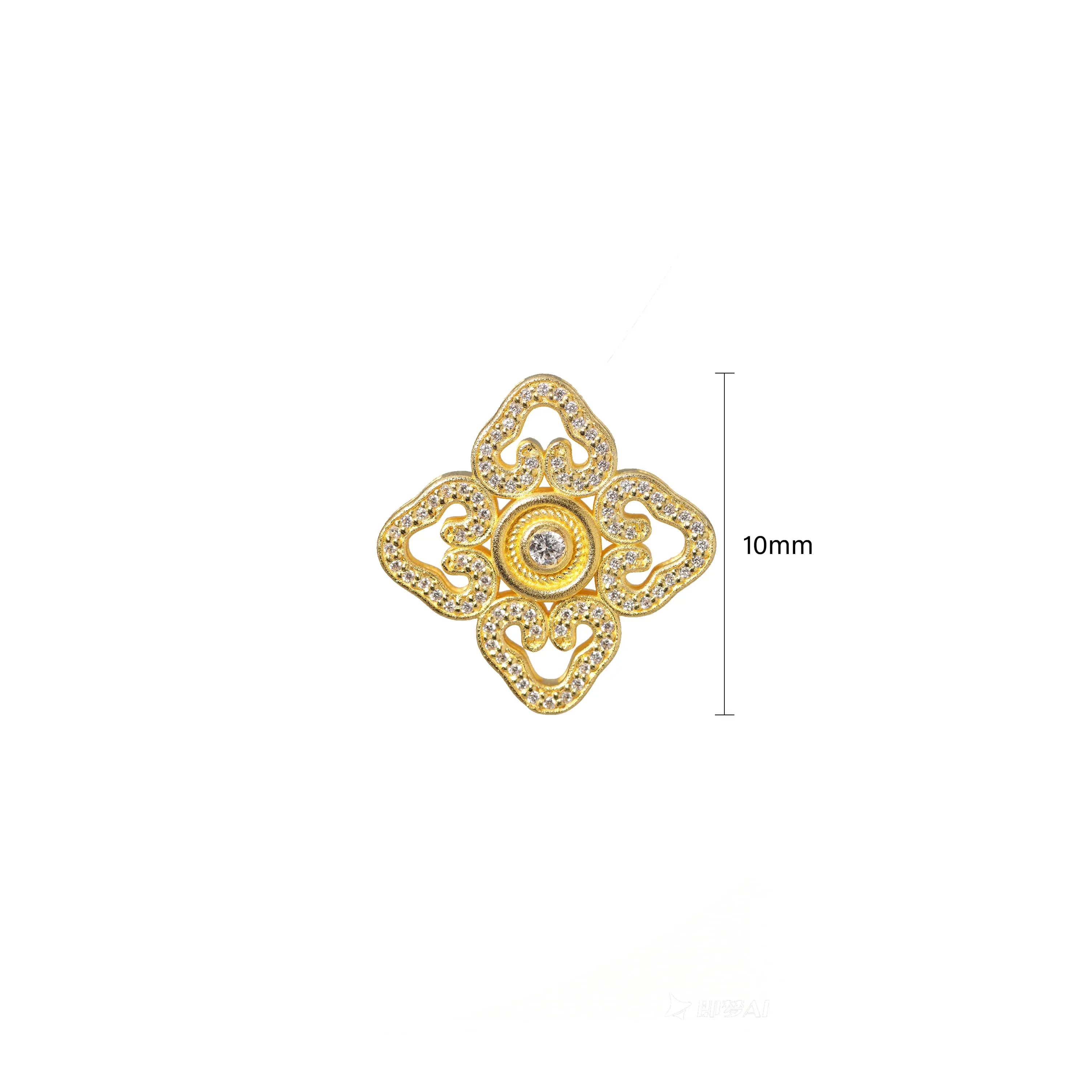 Regal Clover Diamond Pendant - 21K Gold Plated S925 Lucky Talisman